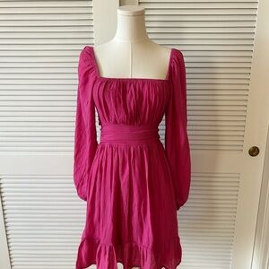 Elegant Pink Long-Sleeve Dress